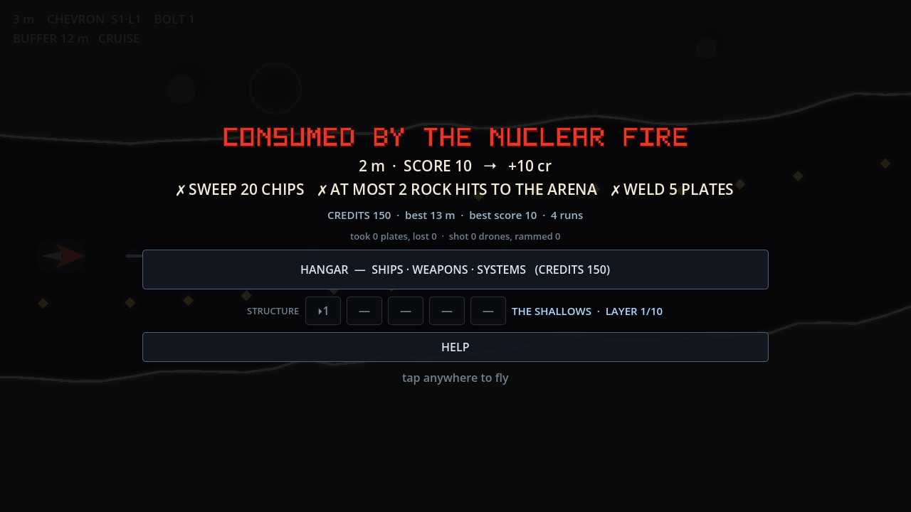 The settlement screen after a run